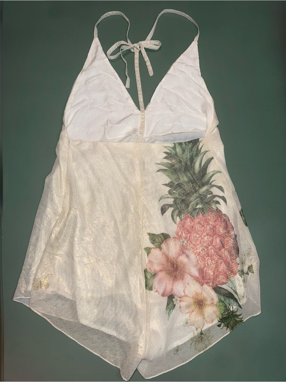 Farm Rio Vintage White Pineapple Print Halter Romper - Picture 3 of 9